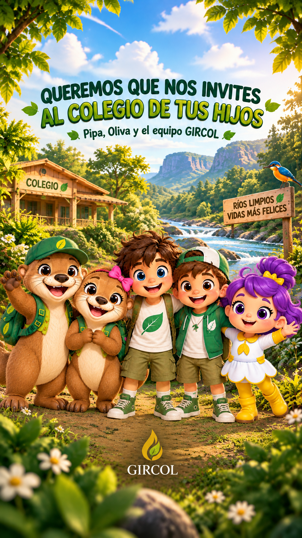Invitación ilustrada para llevar a GIRCOL al colegio
